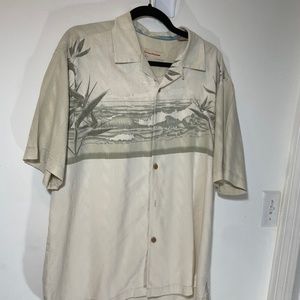 Tommy Bahama Silk Cream Button Down Shirt M